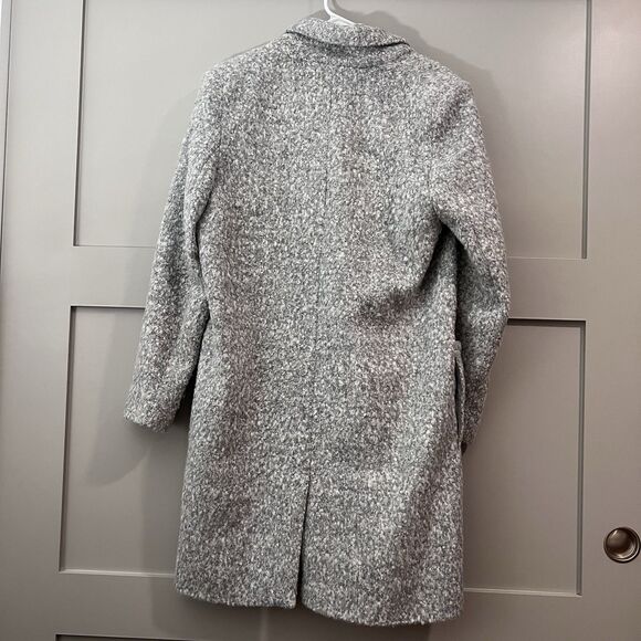 ZAC Posen Bouclé Wool Blend Coat Women Gray Size 10 Longline Textured Jacket - Picture 2 of 16